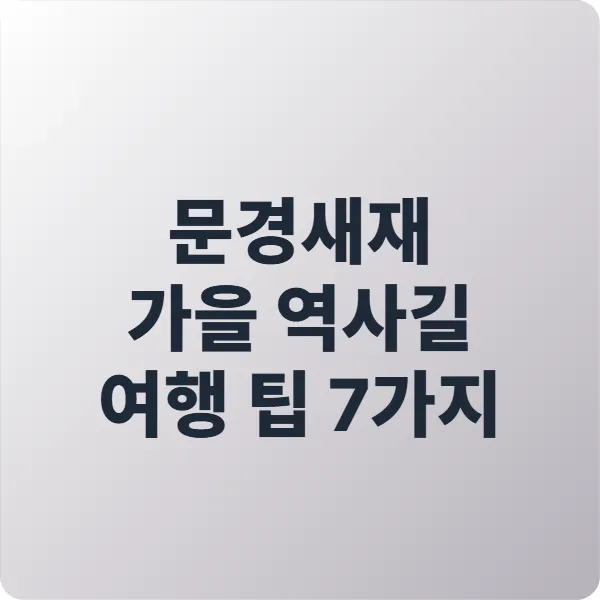 2025년 문경새재 가을 역사길 깊이 있는 여행 팁 7가지
