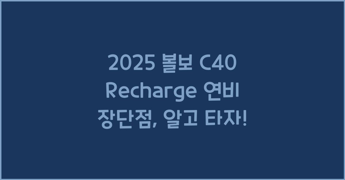 2025 볼보 C40 Recharge 연비 장단점