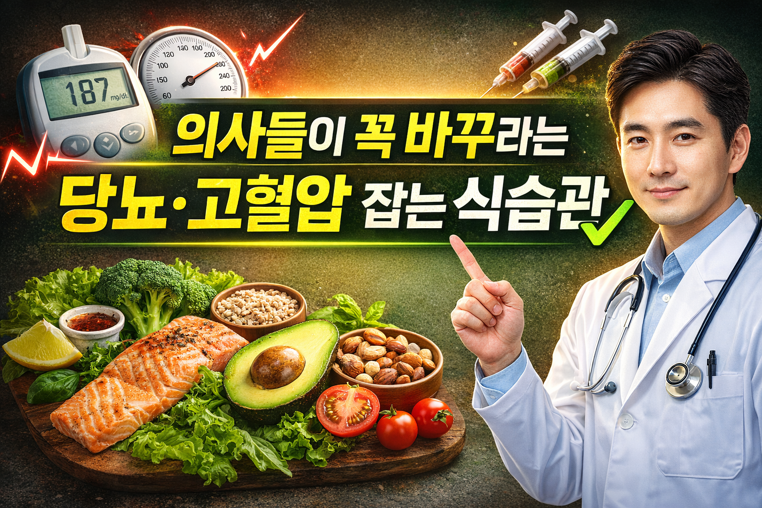 당뇨와 고혈압 복합 관리를 위한 수치 안정화 식이요법 및 3가지 상황별 시뮬레이션 가이드 인포그래픽