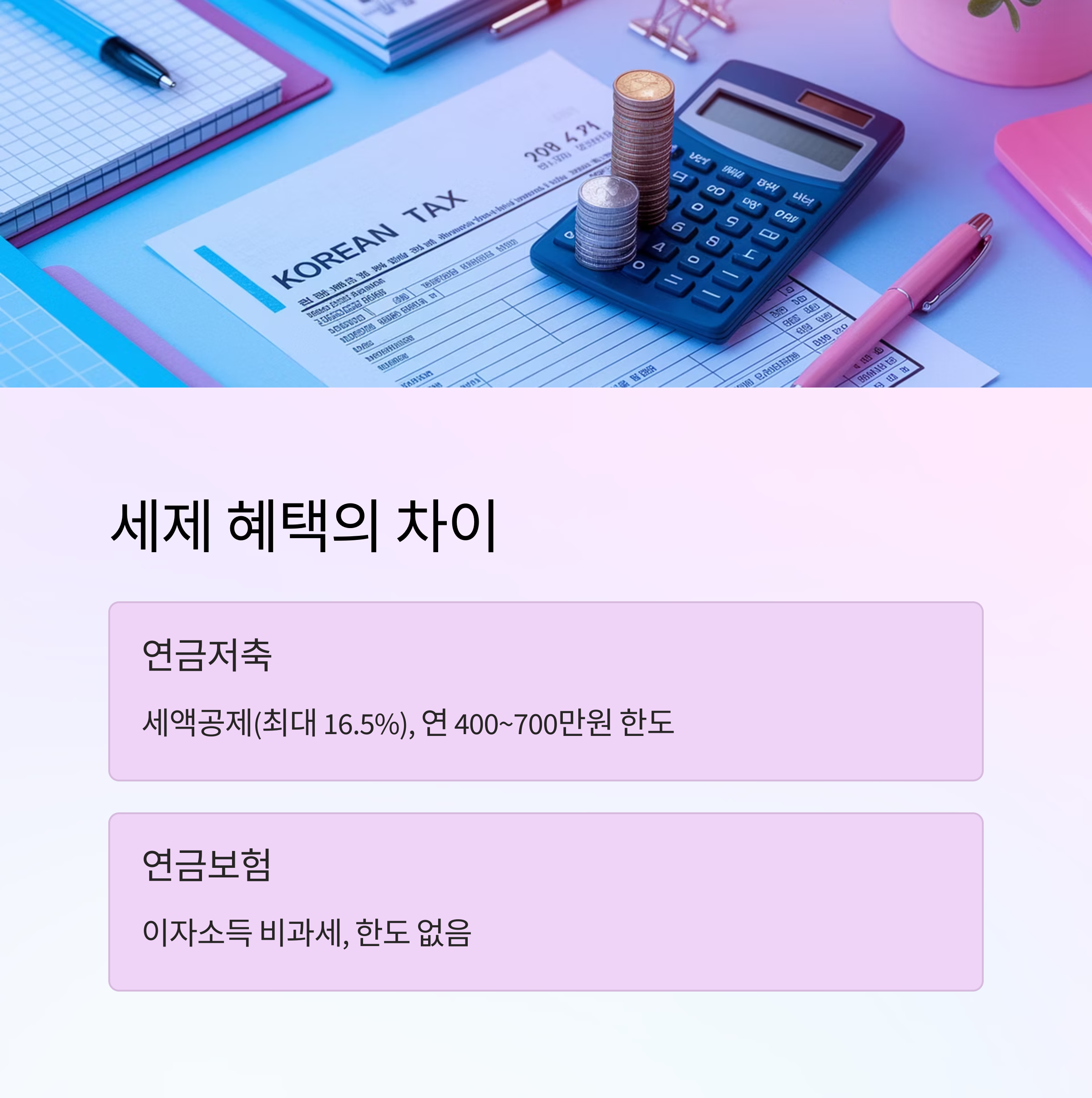 연금보험 – 세제 혜택 차이