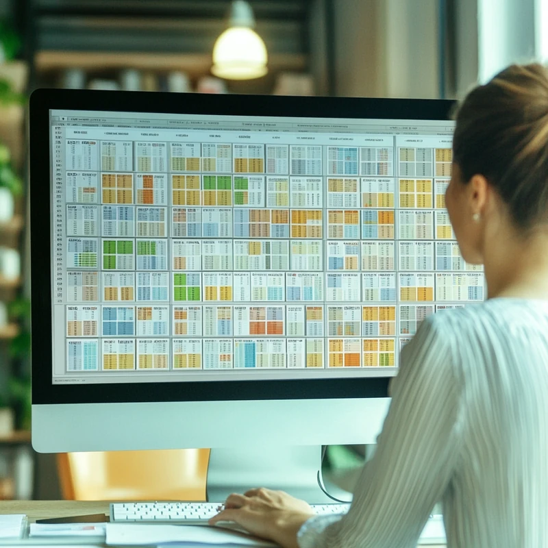 투자자는 컴퓨터 화면에 다양한 섹터 투자 옵션을 갖춘 ETF를 분석합니다. 초점 조명과 명확한 품질로 전문가 환경에서 포착되었습니다.