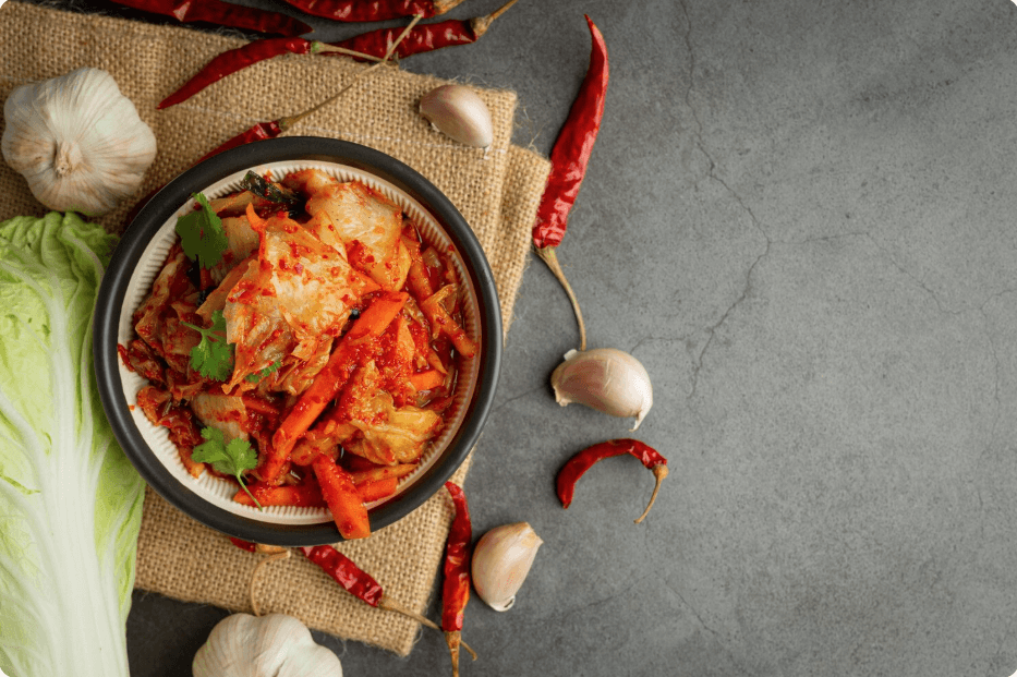 새로 한 김치를 담아 놓은 모습