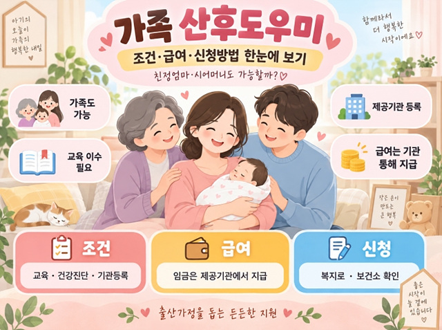 2026 가족 산후도우미 조건&middot;급여&middot;신청방법