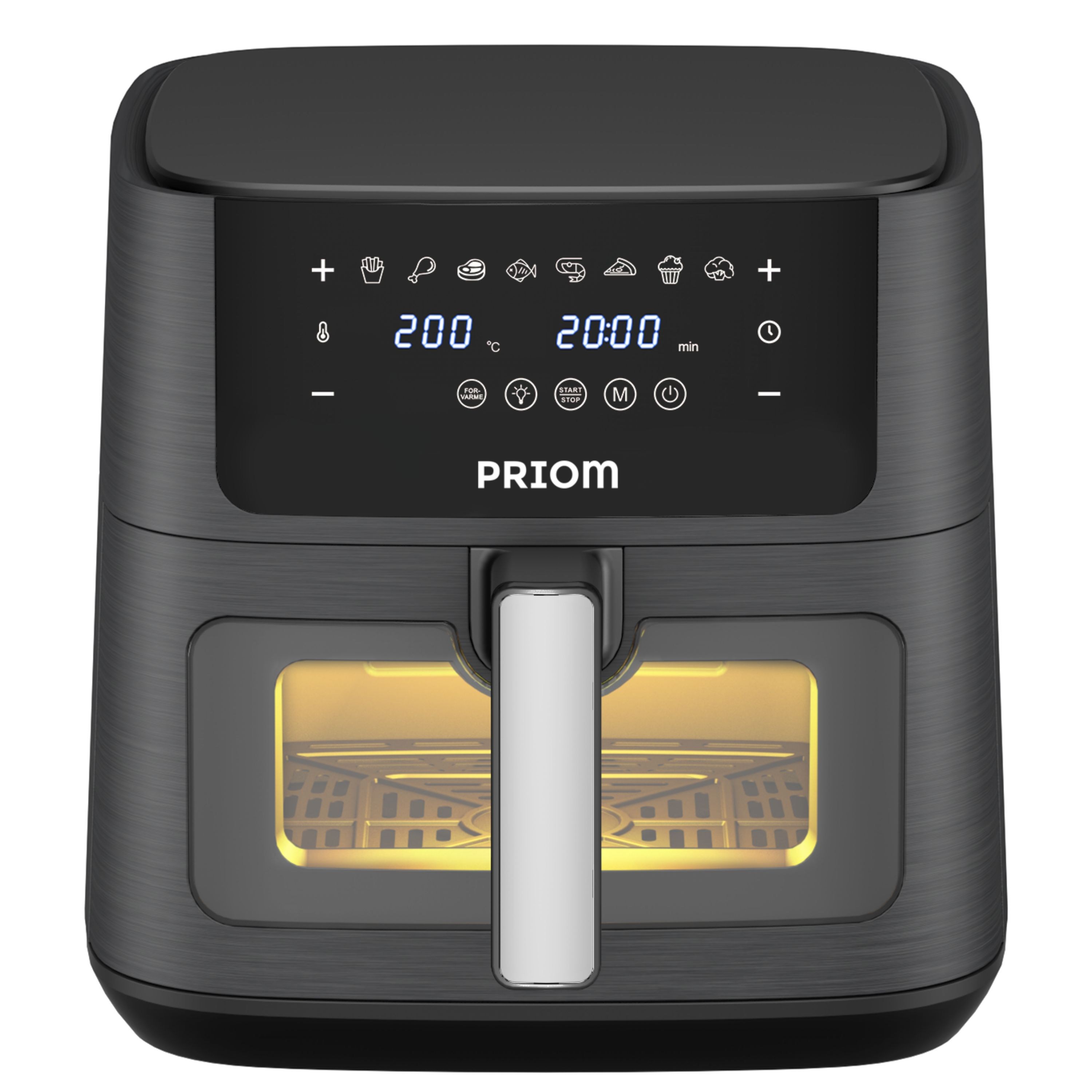 프리옴 저소음 에어프라이어 9L 대용량 보이는 투명 유리창, 블랙, AF-BLACK 9L