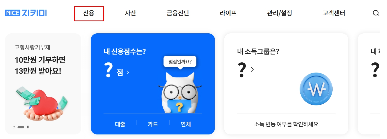 나이스(NICE) 신용정보 조회