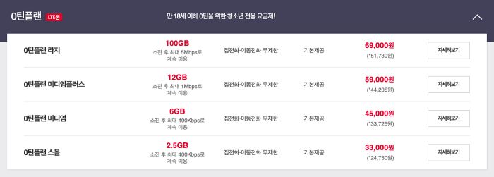 0틴플랜 요금제