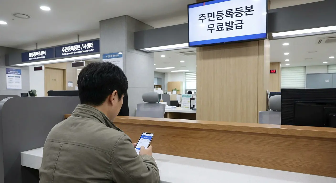 주민등록등본을 온라인으로 무료 발급하는 모습