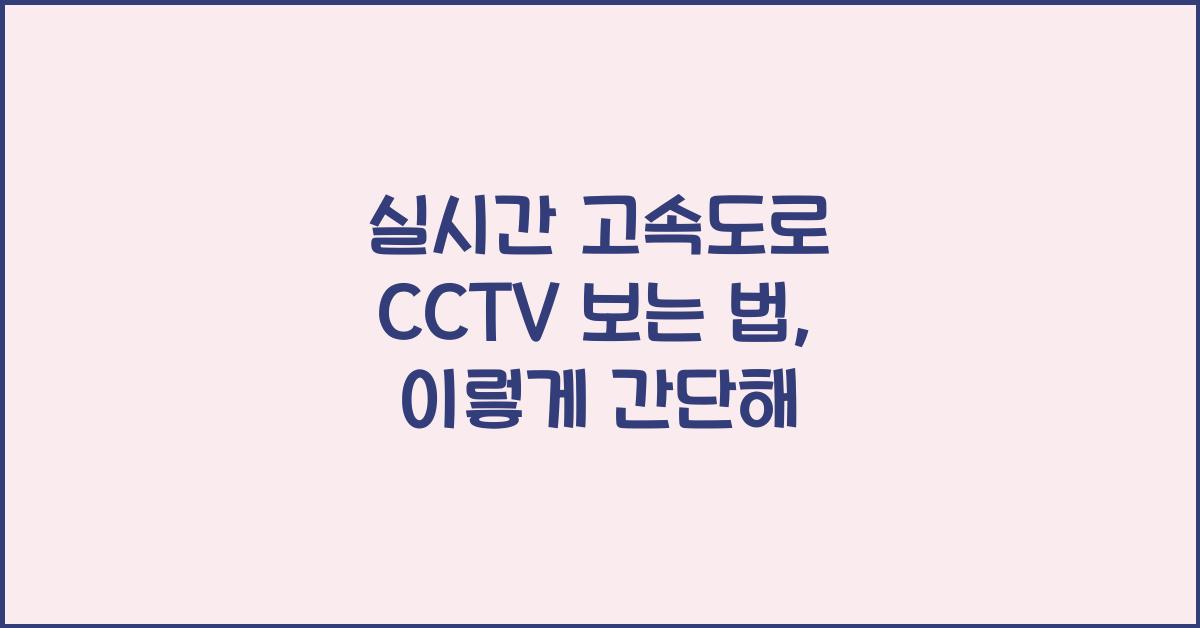 실시간 고속도로 cctv 보는 법