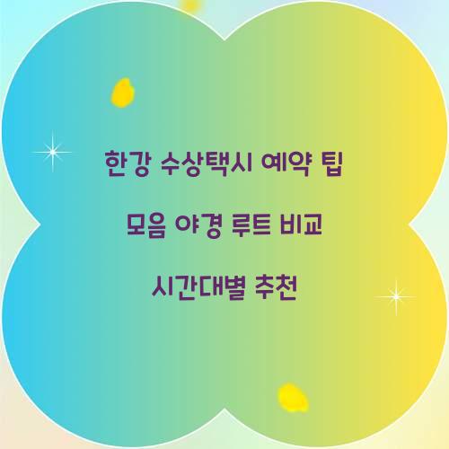 한강 수상택시 예약