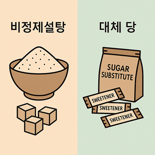 비정제설탕과 대체 당