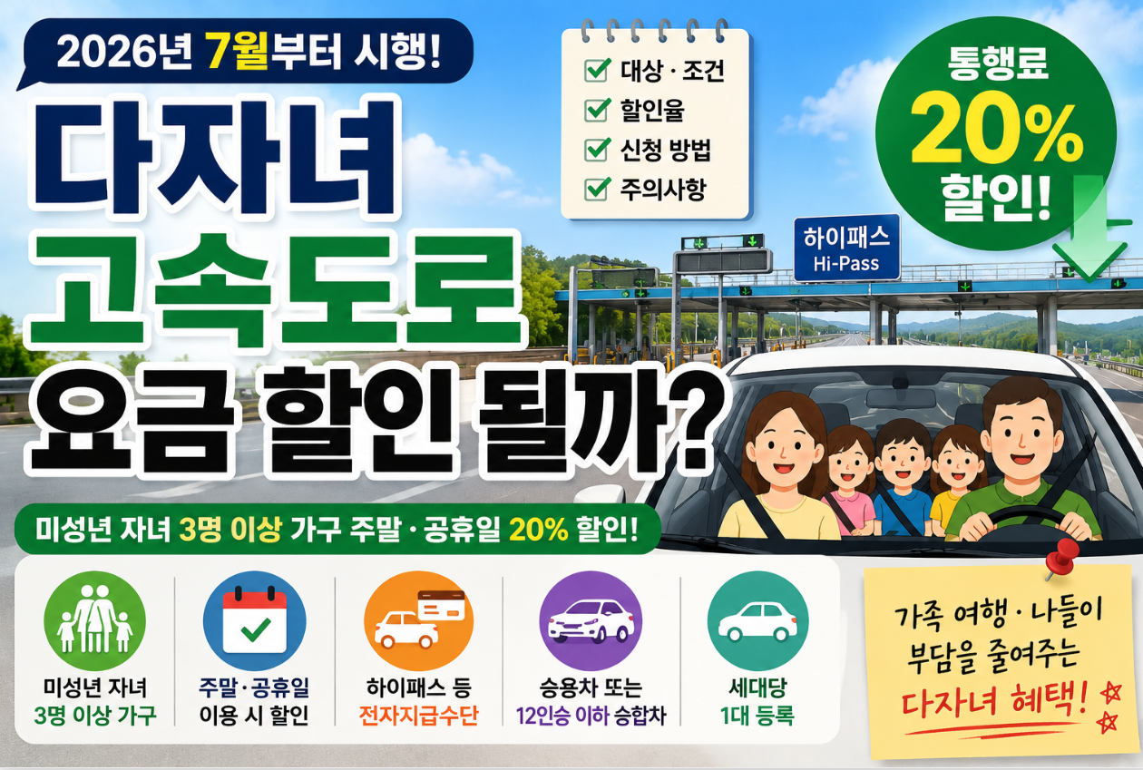 다자녀 고속도로 요금 할인 될까?