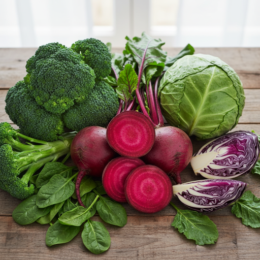 비트, 브로콜리, 시금치, 양배추
