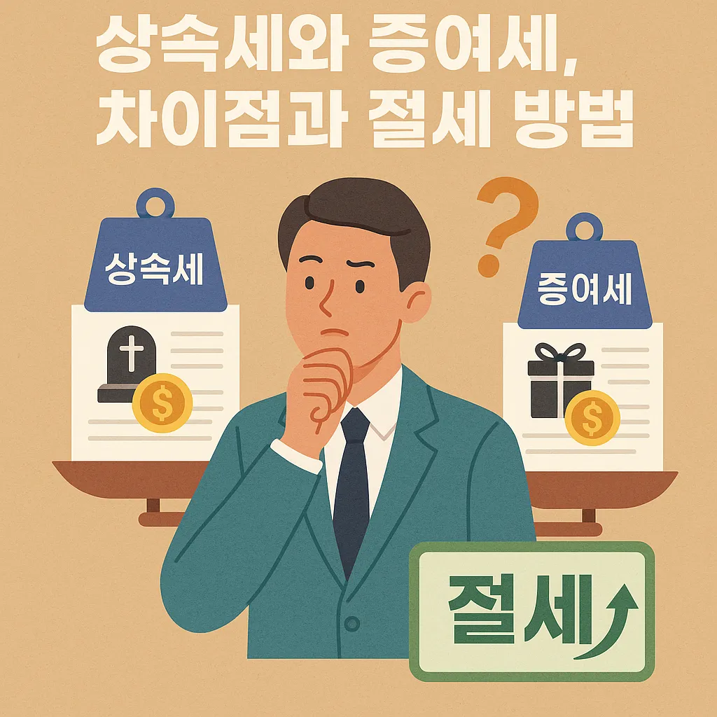 상속세와-증여세의-차이점과-절세방법을-고민하는-남성의-일러스트-이미지