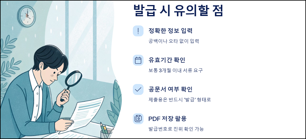 발급 시 유의할 점