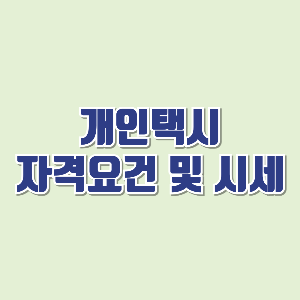 개인택시자격조건 및 시세