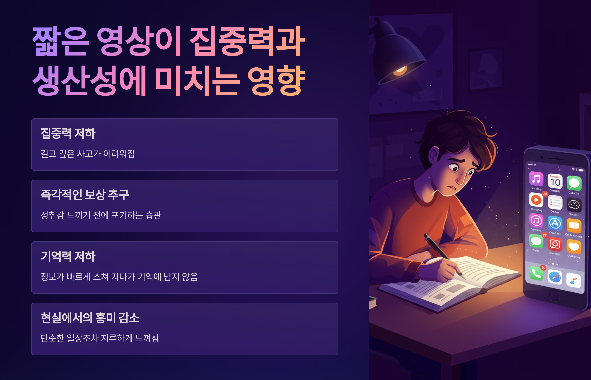 짧은 영상이 집중력과 생산성에 미치는 영향