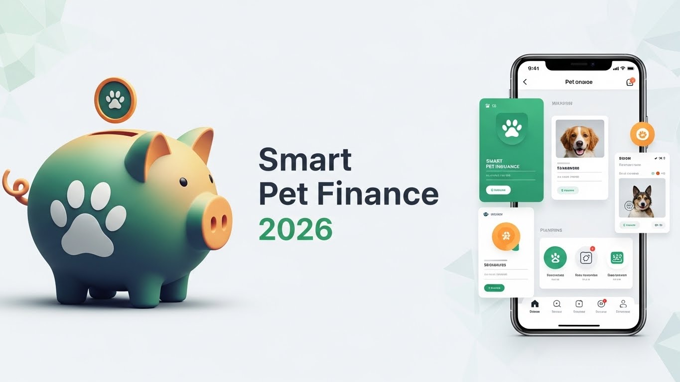 2026년 반려동물 보험 및 재테크 전략을 상징하는 저금통과 스마트폰