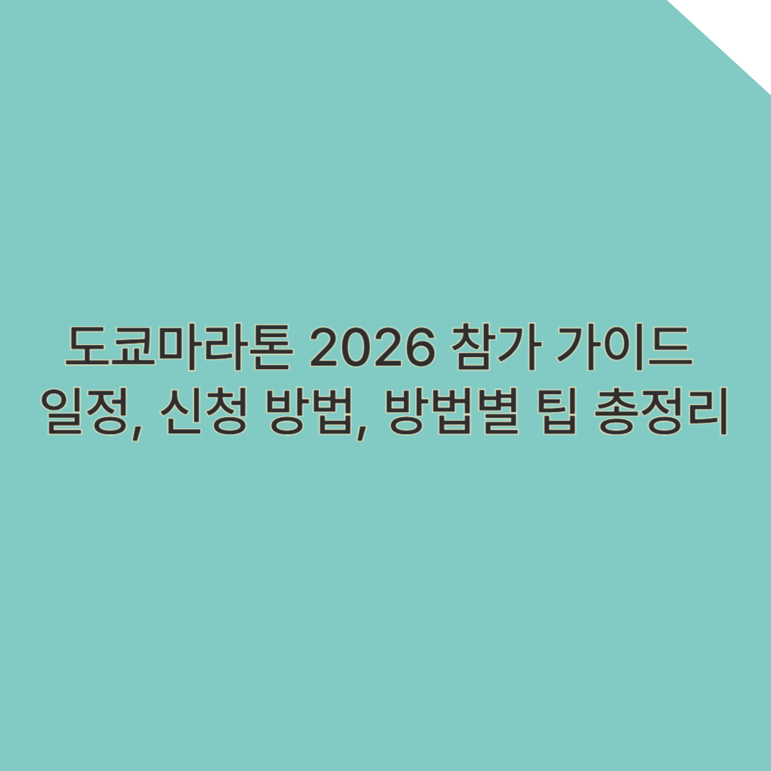 도쿄마라톤 2026 참가 가이드 – 일정, 신청 방법, 각 방법별 팁 총정리