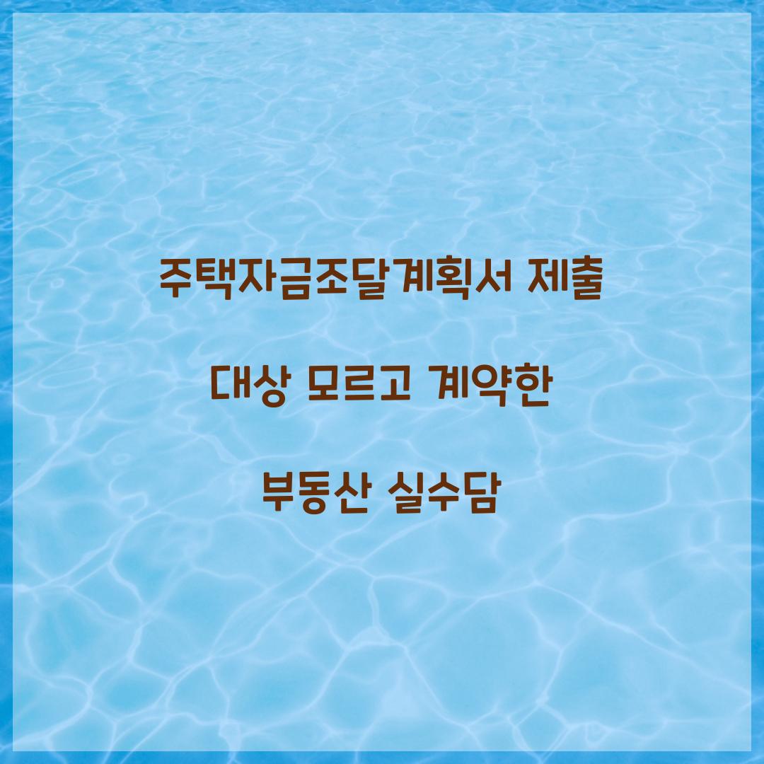 주택자금조달계획서 제출 대상 모르고 계약한 부동산 실수담  