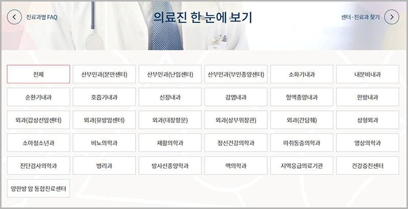 일산차병원 진료과 및 의료진 소개