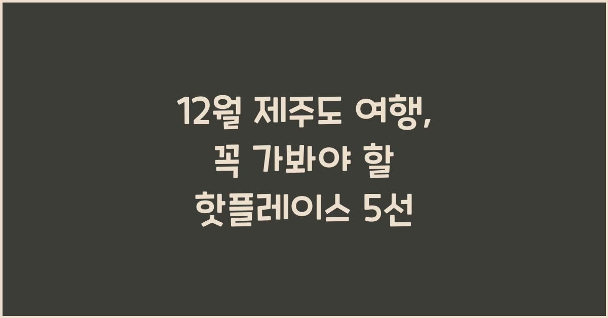 12월 제주도 여행