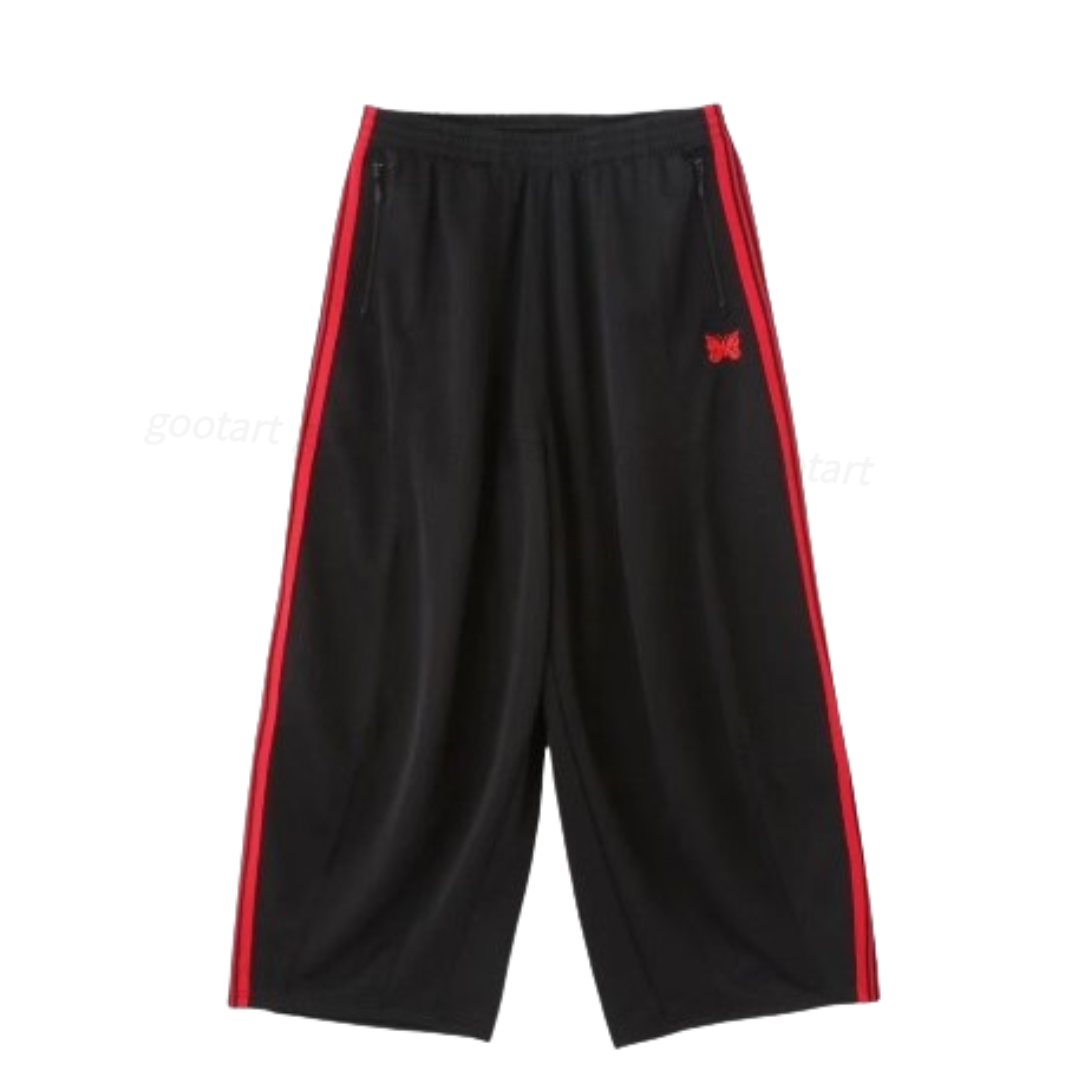 니들스 x LHP H.D. 트랙 팬츠 폴리 스무스 블랙 레드