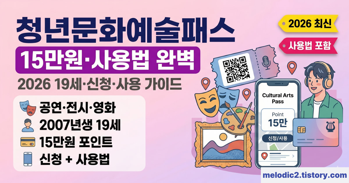 2026 청년문화예술패스 2007년생 2006년생 15만원 20만원 사용법 완벽 가이드
