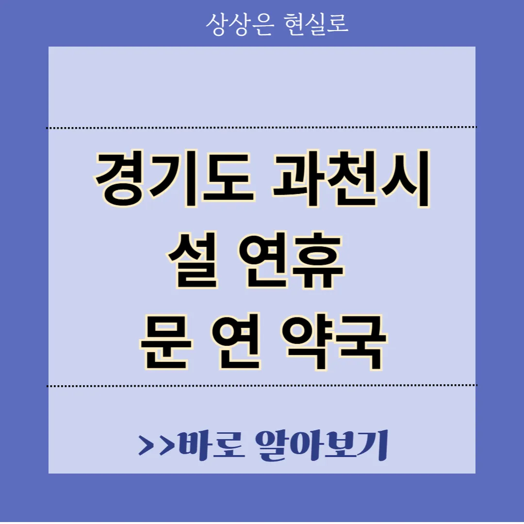 경기도 과천시 설 연휴 문 연 약국