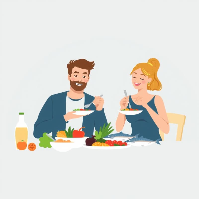 균형 잡힌 식사: 가공식품 줄이고, 채소&middot;콩&middot;등푸른 생선 섭취