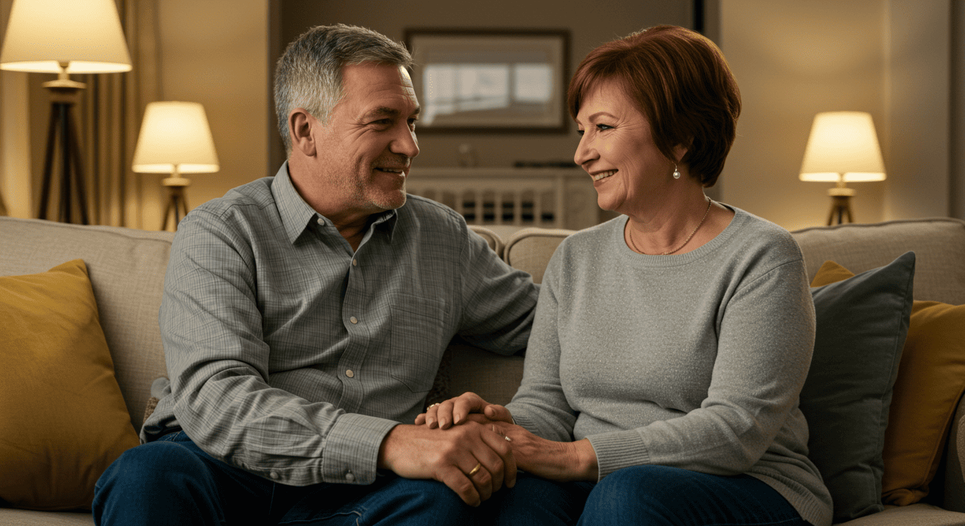 갱년기 증상에 대해 서로 대화하는 부부