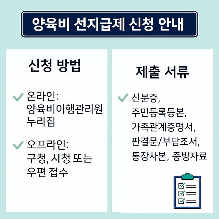 양육비 선지급제 신청방법 관련이미지