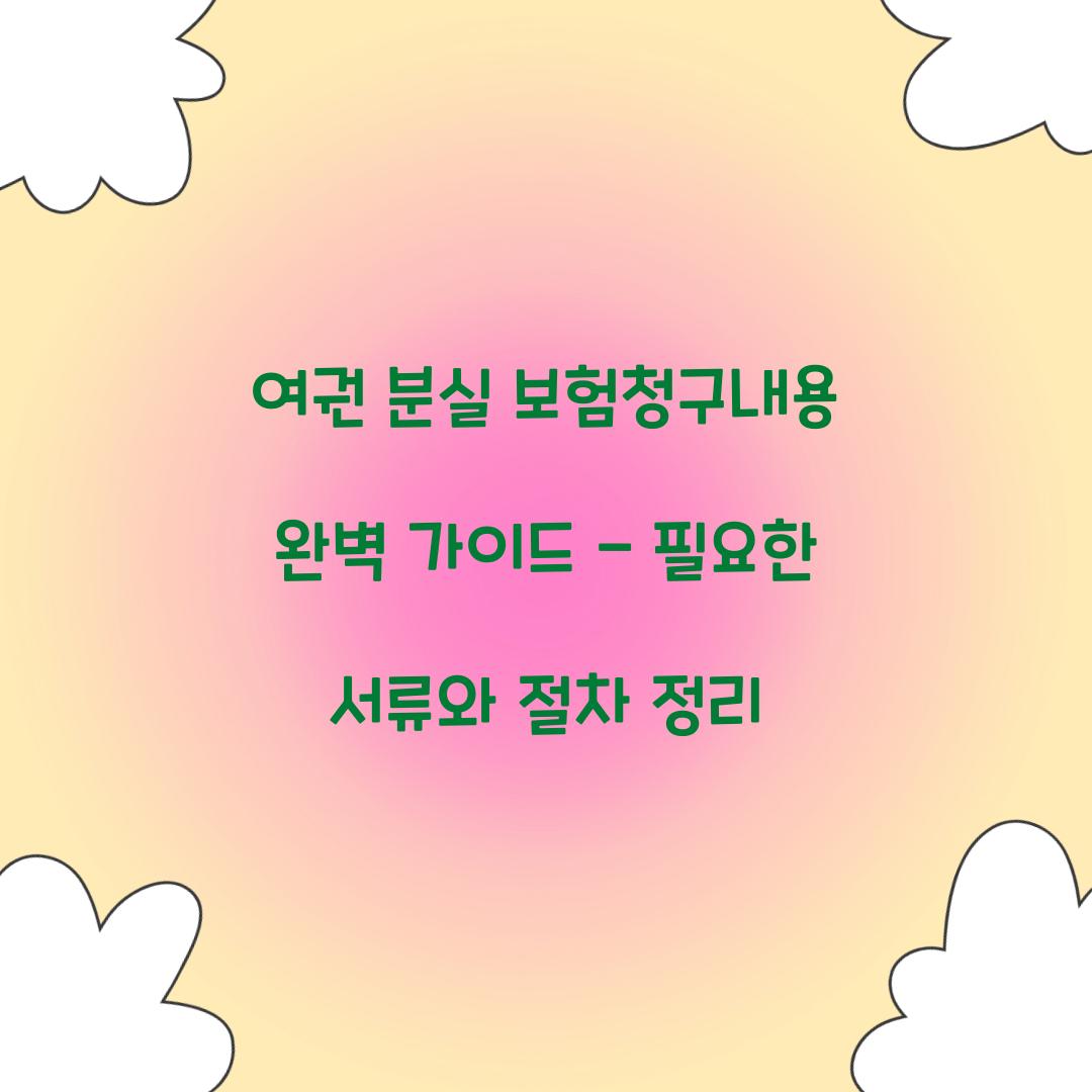 여권 분실 보험청구내용