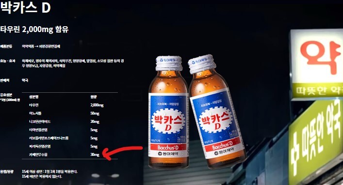 박카스d 성분표