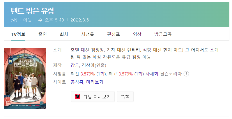 텐트 밖은 유럽 출연자