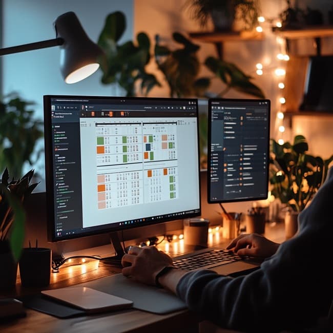 주간 블로그 계획이 표시된 화이트보드 일정 구성