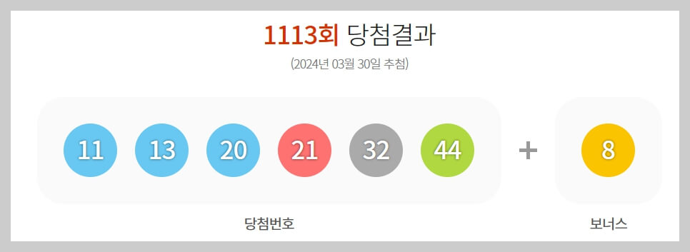 로또 1113회 1등 당첨번호