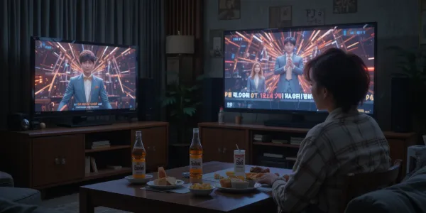 미스트롯4 방송을 함께 시청하는 여자 모습 