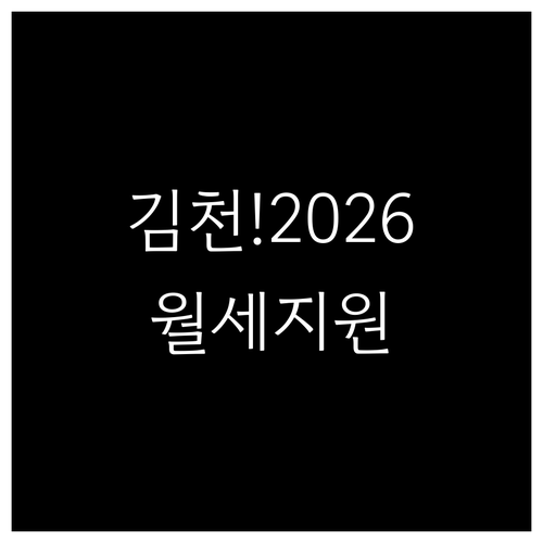 2026 김천 청년월세지원 대상 조건..