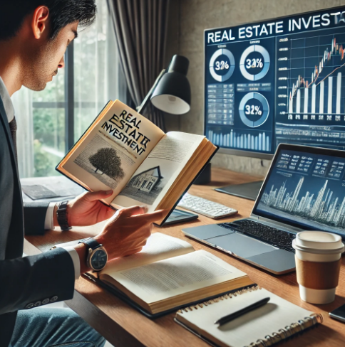 부동산 경매, 경제적 가치 집중 분석 하는 모습