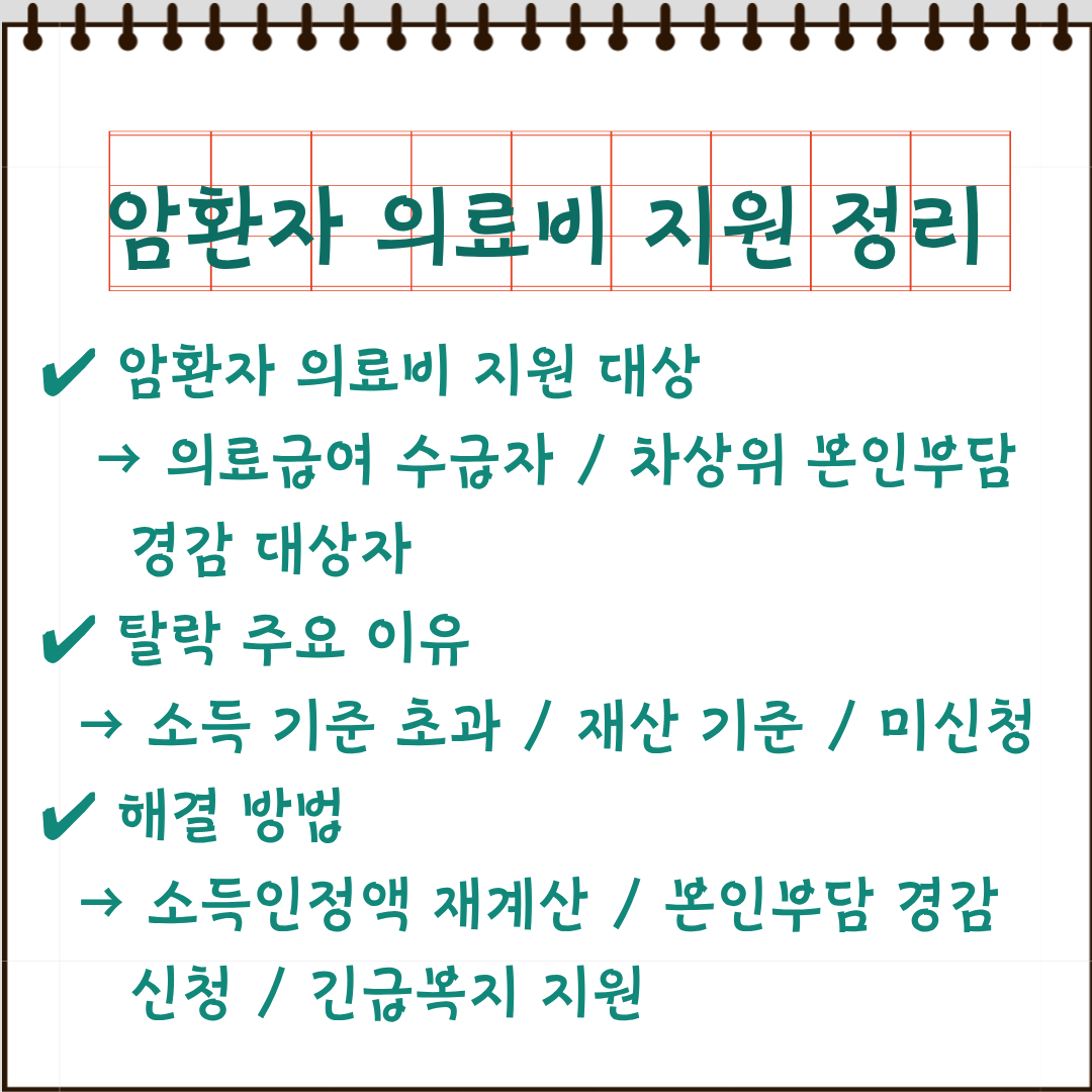 암환자 의료비 지원 요약카드