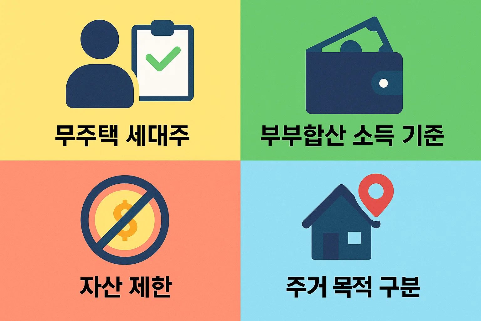 무주택 세대주, 부부합산 소득, 자산 제한, 주거 목적 등 버팀목전세자금대출과 디딤돌대출의 공통점과 차이점을 항목별로 비교한 인포그래픽.