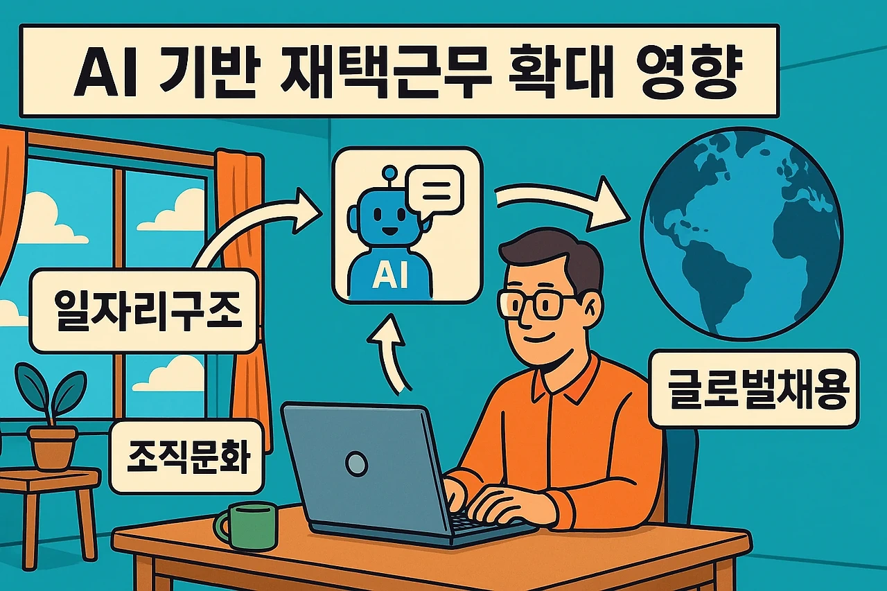 AI 기반 재택근무 확대 영향 (일자리구조, 조직문화, 글로벌채용) 관련 이미지