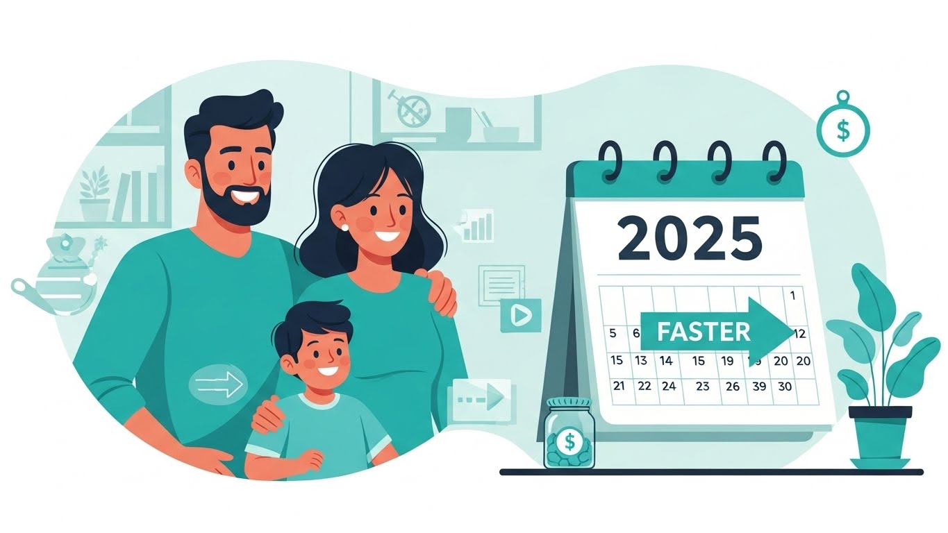 2025년 근로장려금 반기 지급 개편으로 미소 짓는 가족의 모습, 재정적 안정과 희망을 상징합니다.