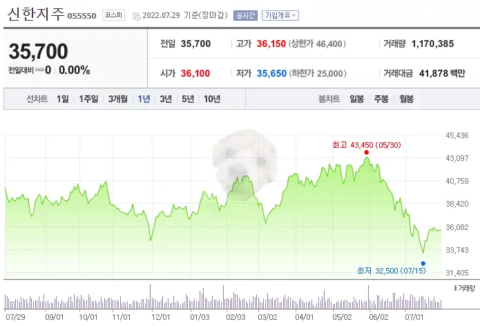 신한지주 차트