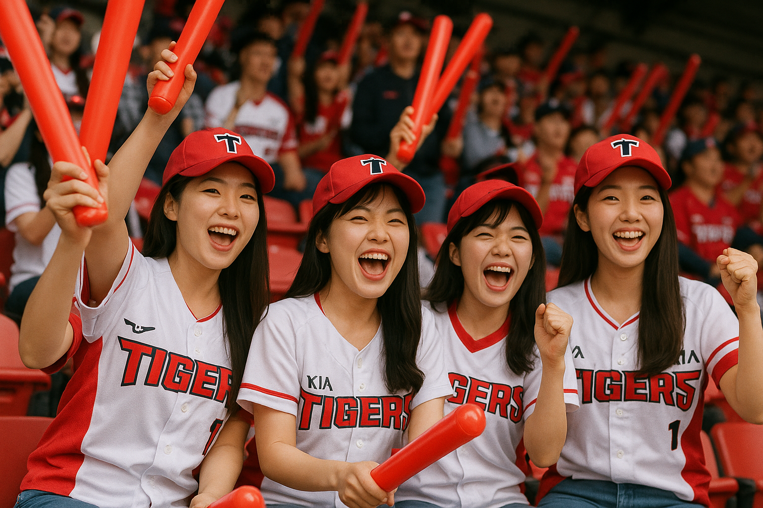 열심히 응원하는 야구 여성팬 관련 사진
