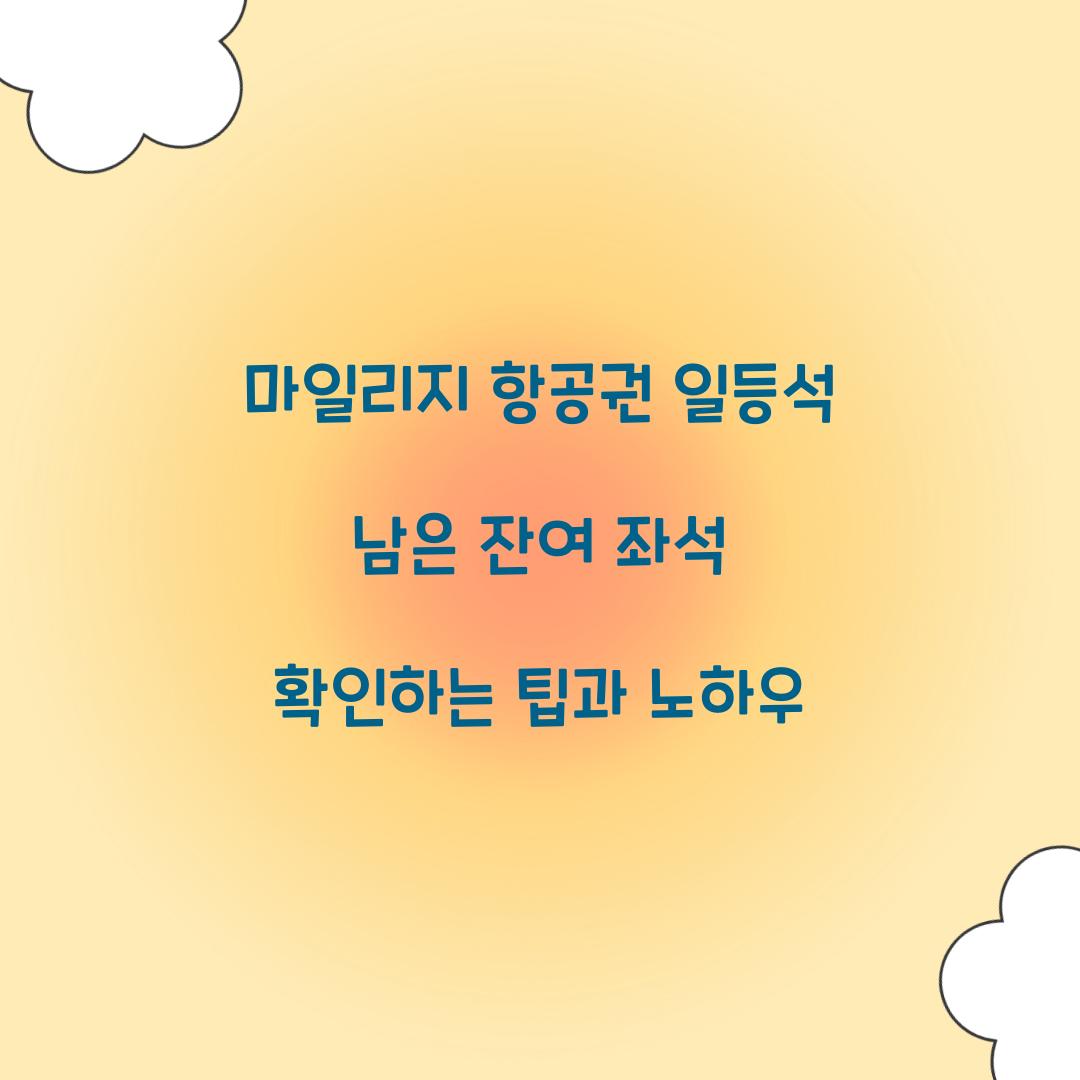 마일리지 항공권 일등석 남은 잔여 좌석 