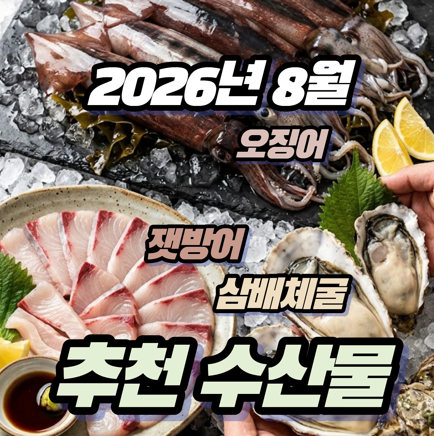 2026년 8월 무더위 날려줄 추천 수산물! 오징어, 잿방어, 그리고 삼배체 굴