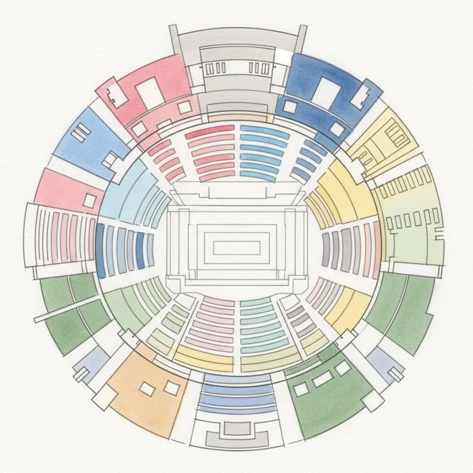 공연장 좌석 배치도를 추상적으로 표현한 그림