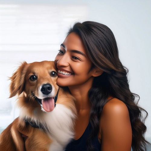 여성과 함께 있는 강아지2