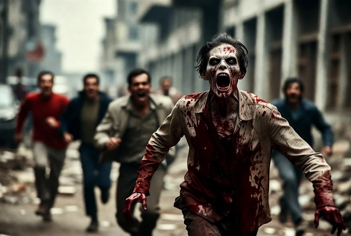 좀비와 사람들의 모습 ai 이미지